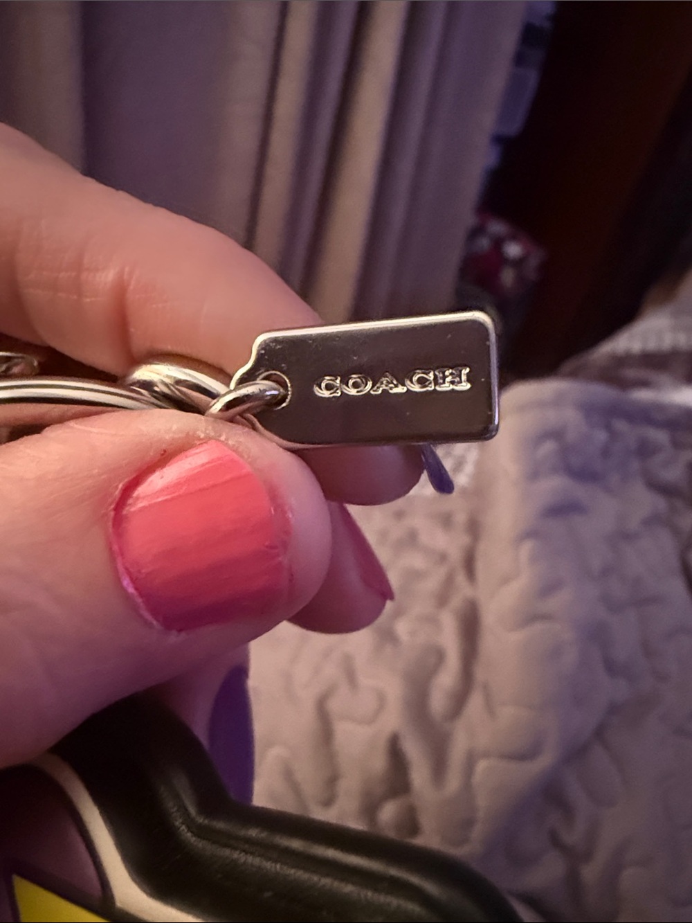 Coach Silver Logo Tag Keychain - Picture 3 of 4